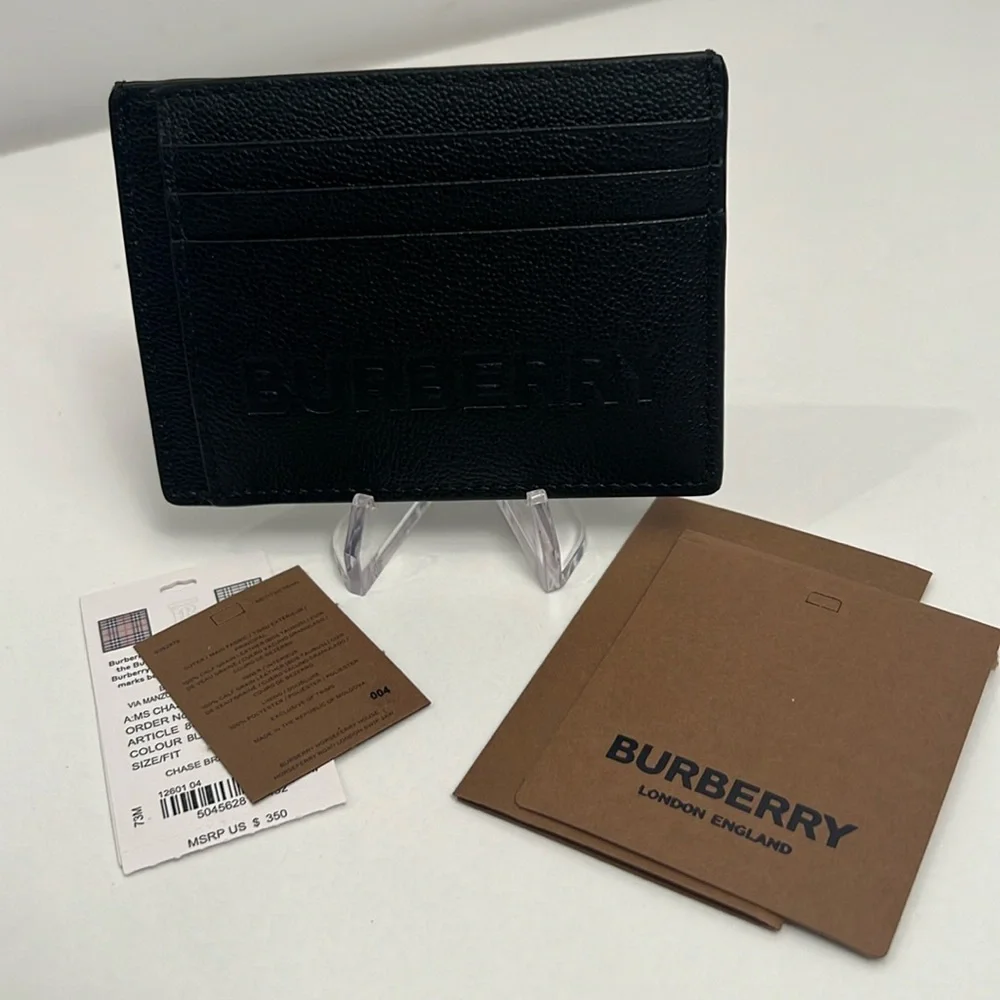BURBERRY BLACK CARD HOLDER with money clip Comes with a dust Bag and plastic_2